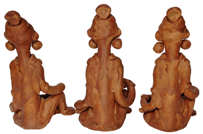 Terracotta Clay Showpiece for Home Decoration (Medium, Brown) (set of 3)