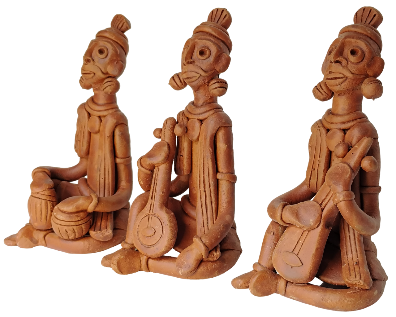 Terracotta Clay Showpiece for Home Decoration (Medium, Brown) (set of 3)