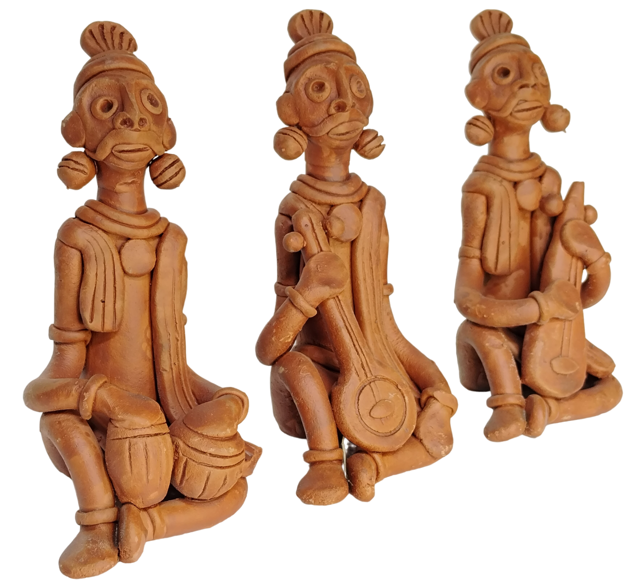 Terracotta Clay Showpiece for Home Decoration (Medium, Brown) (set of 3)