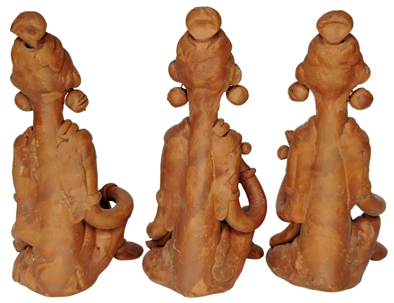 Terracotta Clay Showpiece for Home Decoration (Medium, Brown) (set of 3)