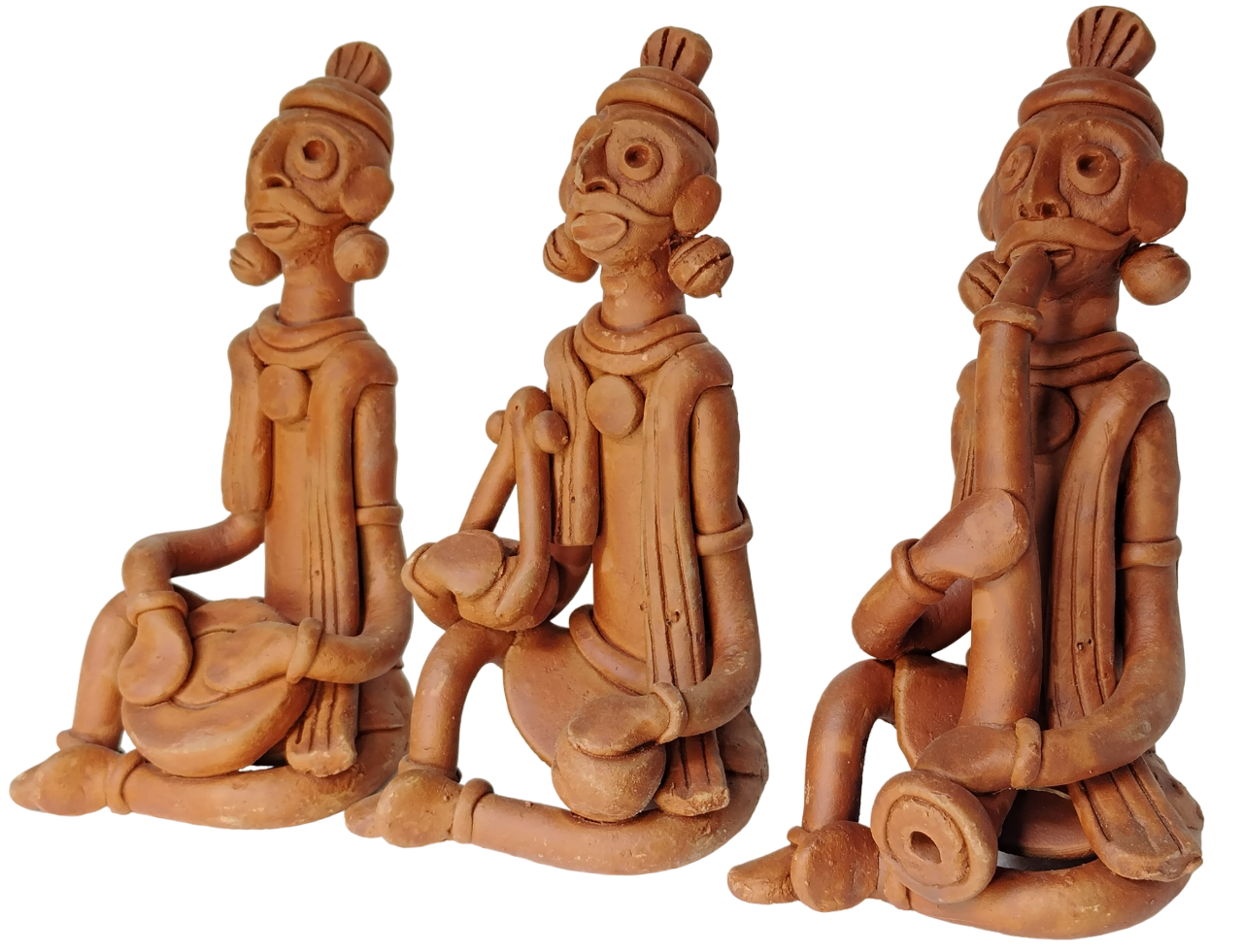 Terracotta Clay Showpiece for Home Decoration (Medium, Brown) (set of 3)