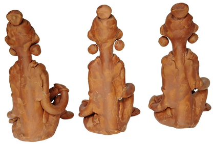 Terracotta Clay Showpiece for Home Decoration (Medium, Brown) (set of 3)