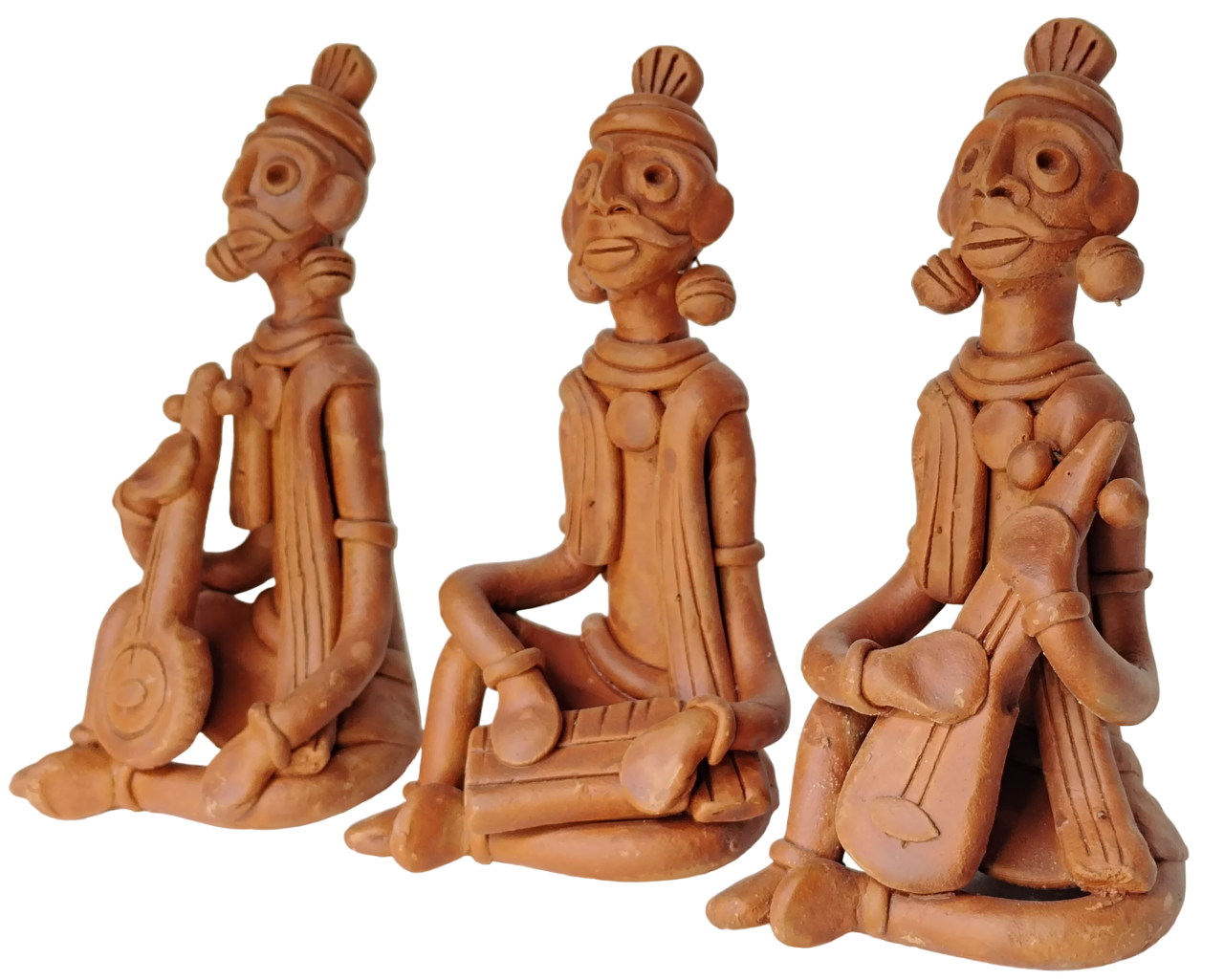 Terracotta Clay Showpiece for Home Decoration (Medium, Brown) (set of 3)