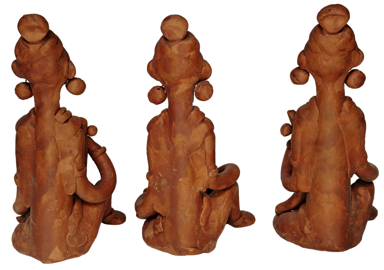 Terracotta Clay Showpiece for Home Decoration (Medium, Brown) (set of 3)