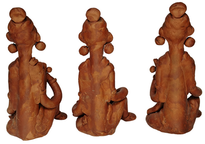 Terracotta Clay Showpiece for Home Decoration (Medium, Brown) (set of 3)