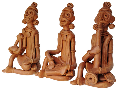 Terracotta Clay Showpiece for Home Decoration (Medium, Brown) (set of 3)