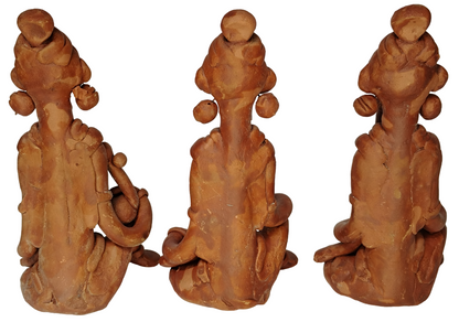 Terracotta Clay Showpiece for Home Decoration (Medium, Brown) (set of 3)