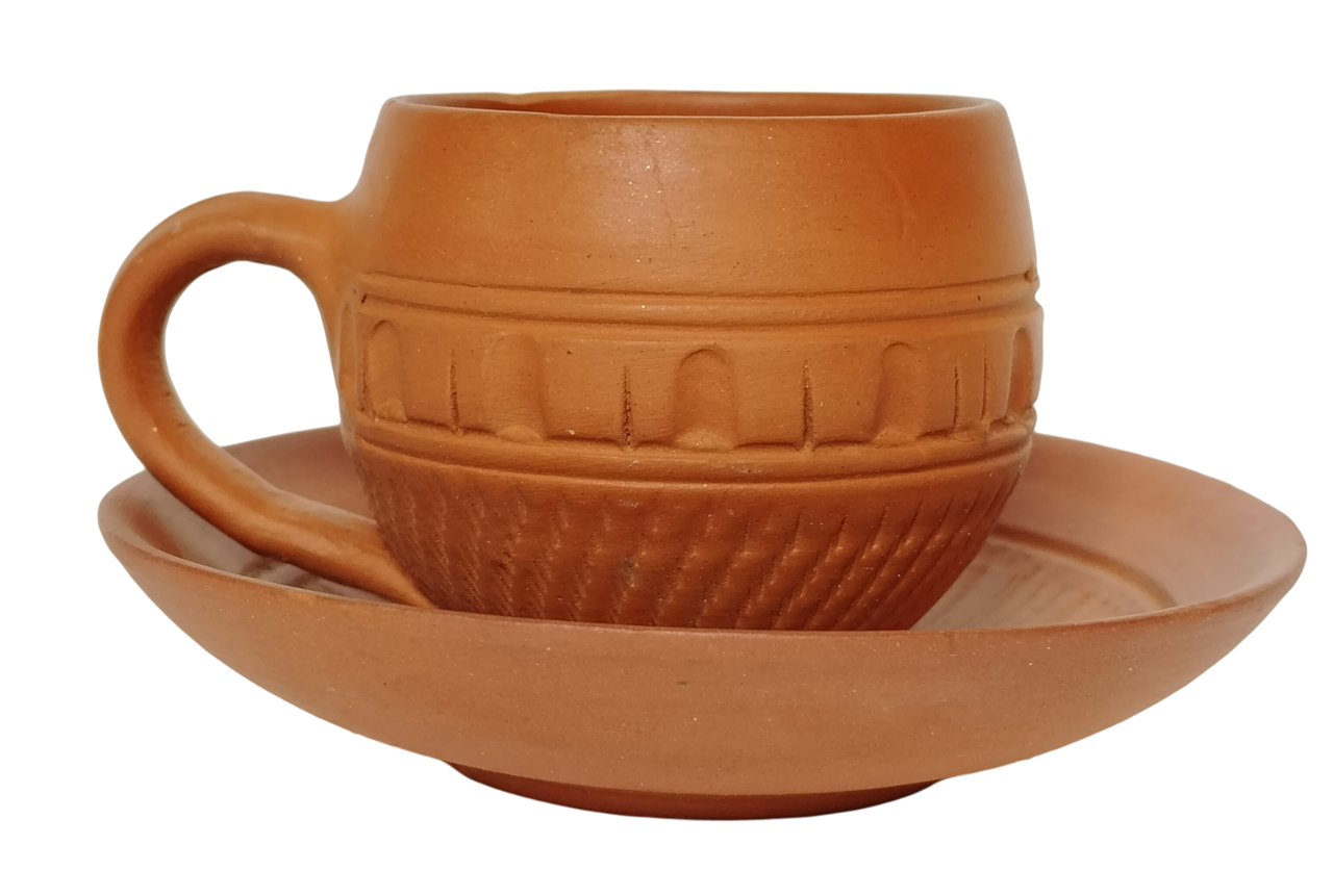 Terracotta Clay Cup Set Cup Plate Set Terracotta