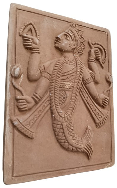 Handmade Lord Vishnu Dash Avtar Wall Hanging in Terracotta