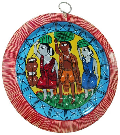 Exquisite Handpainted Aluminium Plate with Patachitra Art Wall Hanging - Mukherjee Handicrafts