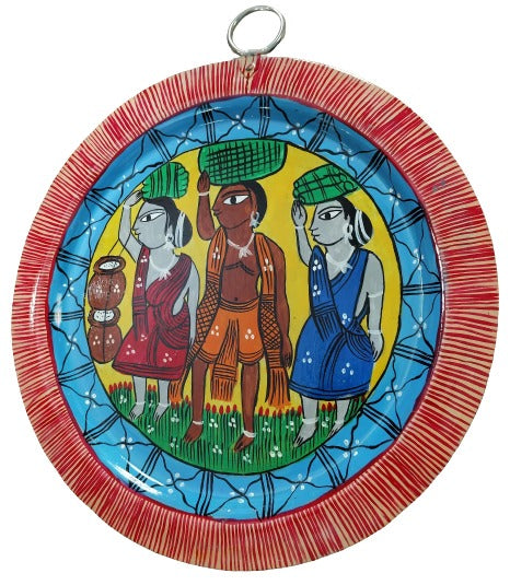 Exquisite Handpainted Aluminium Plate with Patachitra Art Wall Hanging - Mukherjee Handicrafts