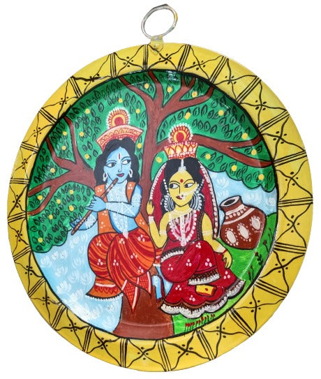 Handpainted Pattachitra Art Wall Hanging on Aluminium Plate - Mukherjee Handicrafts