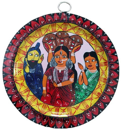 Unique Patachitra Craft Wall Decor on Aluminium Plate - Mukherjee Handicrafts