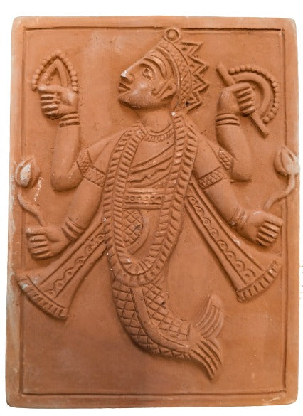 Divine Terracotta Wall Art: Lord Vishnu's Dash Avtar Masterpiece (Size - 6 inch / 8 Inch)