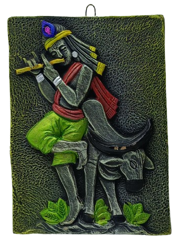 Divine Terracotta Radha Krishna Wall Hanging - Handcrafted Indian Art by Mukherjee Handicrafts