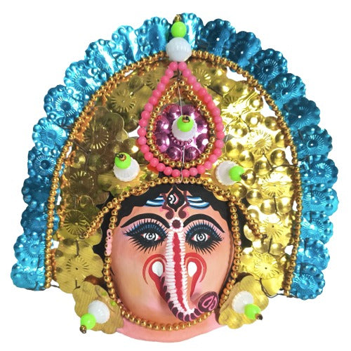 Handcrafted Ganesha Chaunach Mask – Traditional Paper Wall Hanging Decor