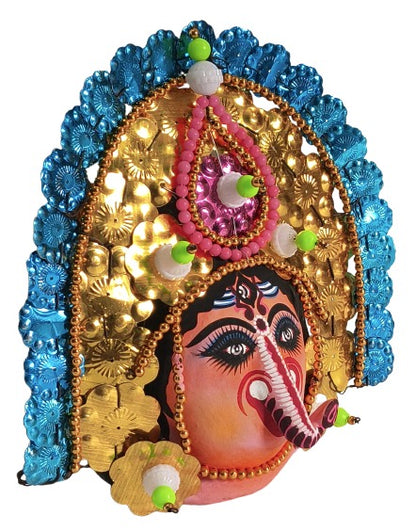 Handcrafted Ganesha Chaunach Mask – Traditional Paper Wall Hanging Decor
