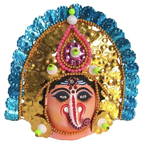 Handcrafted Ganesha Chaunach Mask – Traditional Paper Wall Hanging Decor