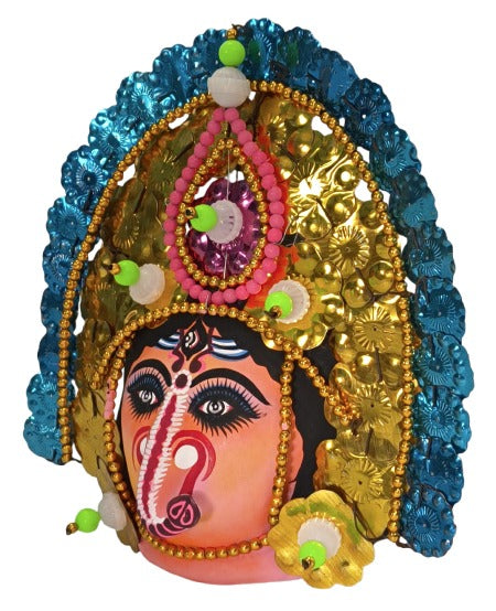 Handcrafted Ganesha Chaunach Mask – Traditional Paper Wall Hanging Decor