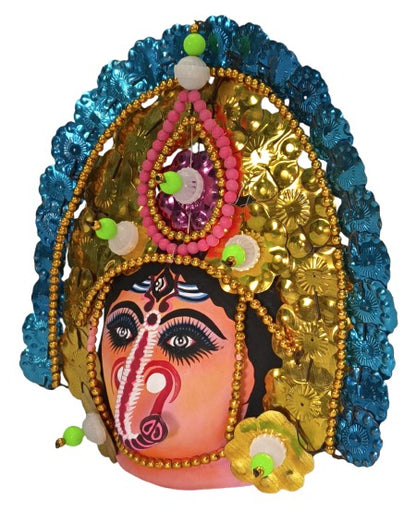 Handcrafted Ganesha Chaunach Mask – Traditional Paper Wall Hanging Decor