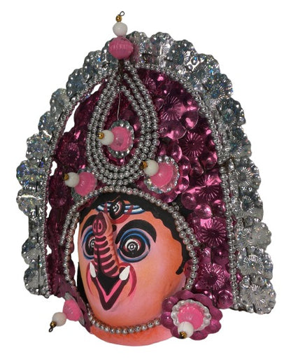Artistic Ganesha Chaunach Mask – Handmade Paper Craft for Festive Decor