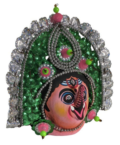 Ganesha Face Wall Mask – Handcrafted Indian Folk Art Home Accent