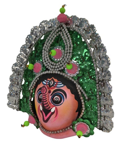 Ganesha Face Wall Mask – Handcrafted Indian Folk Art Home Accent