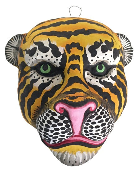 Handcrafted Tiger Paper Mask – Traditional Indian Folk Art Wall Hanging Décor