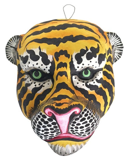 Handcrafted Tiger Paper Mask – Traditional Indian Folk Art Wall Hanging Décor