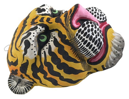 Handcrafted Tiger Paper Mask – Traditional Indian Folk Art Wall Hanging Décor