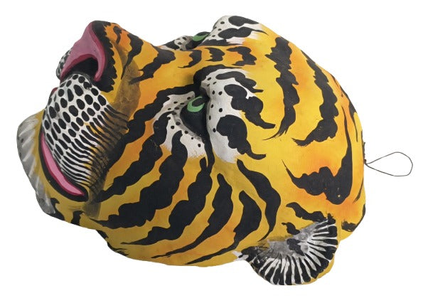 Handcrafted Tiger Paper Mask – Traditional Indian Folk Art Wall Hanging Décor