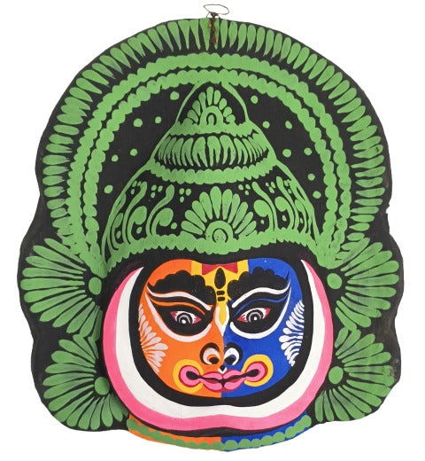 Colorful Hand-Painted Paper Mask – Indian Folk Art Wall Hanging for Living Room