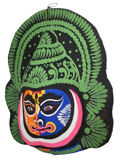 Colorful Hand-Painted Paper Mask – Indian Folk Art Wall Hanging for Living Room