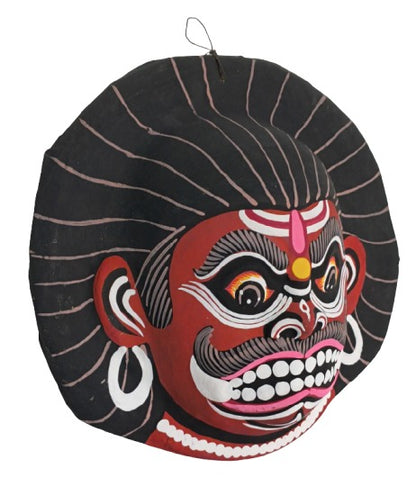 Handmade Paper Mask Wall Hanging – Ethnic Indian Art for Home & Office Décor (22 x 23 cm, Multicolour) Chhau Mask Puruliya West Bengal