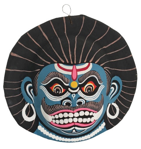 Handmade Paper Mask Wall Hanging – Ethnic Indian Art for Home & Office Décor (22 x 23 cm, Multicolour) Chhau Mask Puruliya West Bengal