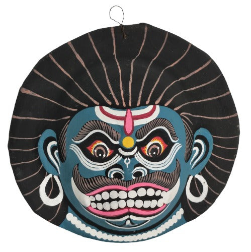 Handmade Paper Mask Wall Hanging – Ethnic Indian Art for Home & Office Décor (22 x 23 cm, Multicolour) Chhau Mask Puruliya West Bengal