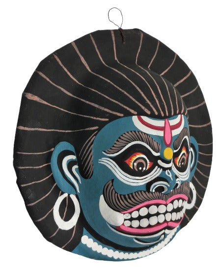 Handmade Paper Mask Wall Hanging – Ethnic Indian Art for Home & Office Décor (22 x 23 cm, Multicolour) Chhau Mask Puruliya West Bengal
