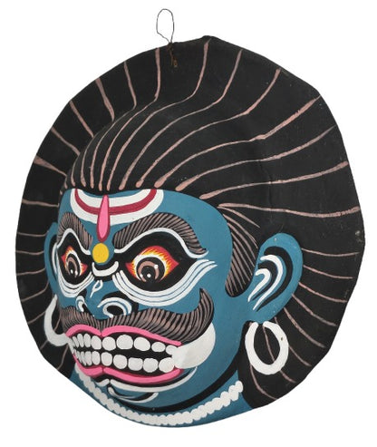 Handmade Paper Mask Wall Hanging – Ethnic Indian Art for Home & Office Décor (22 x 23 cm, Multicolour) Chhau Mask Puruliya West Bengal