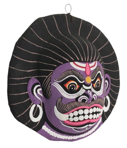 Handmade Paper Mask Wall Hanging – Ethnic Indian Art for Home & Office Décor (22 x 23 cm, Multicolour) Chhau Mask Puruliya West Bengal