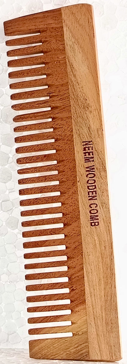 Natural Neem Wooden Hair Comb for Men & Women | Handmade Wide Tooth Neem Wood Comb | Anti-Dandruff Scalp Massage Comb | Eco-Friendly Hair Detangling Comb  Key Features (Bullet Points)