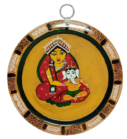 Indian Patachitra Art Wall Decor on Aluminium Plate | Handmade Folk Painting | Unique Home Decoration Item