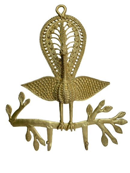 Handmade Dhokra Peacock - Traditional Indian Art Decor