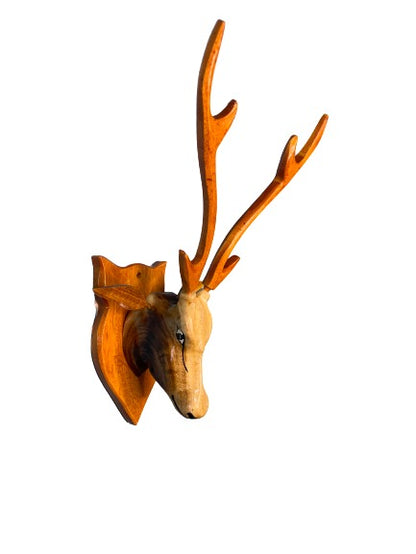 Wooden Deer Head Showpiece for Home Decoration Showpiece