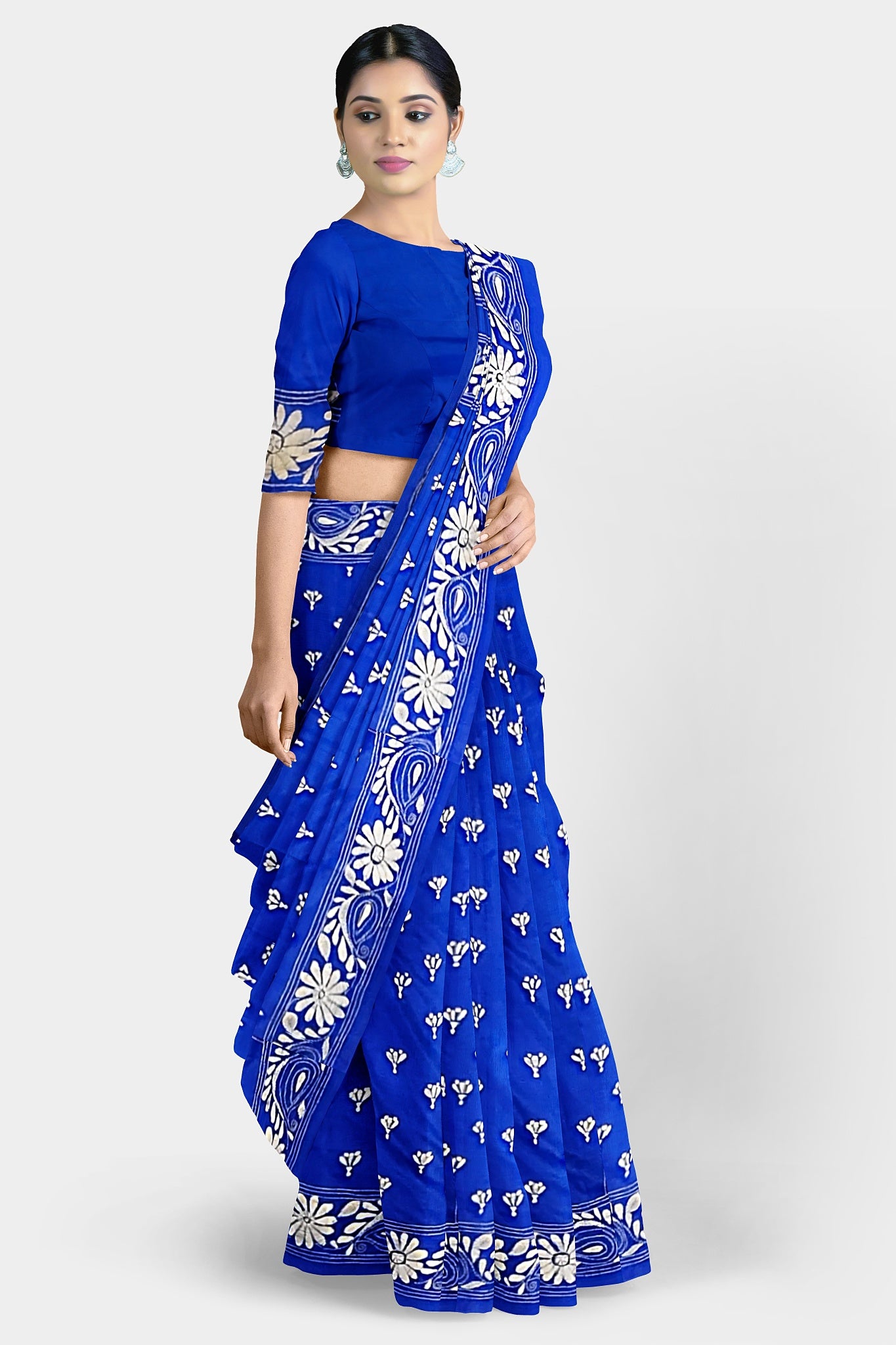 Kantha Stitch: Stylish Blended Silk Saree showcasing Traditional Artistry in Modern Indian Fashion