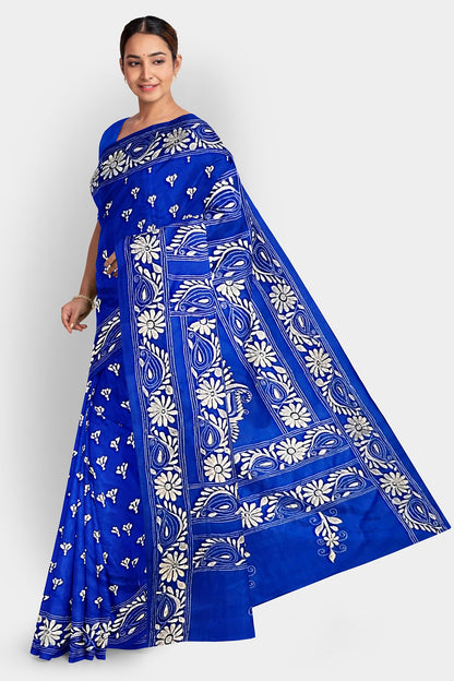 Kantha Stitch: Stylish Blended Silk Saree showcasing Traditional Artistry in Modern Indian Fashion