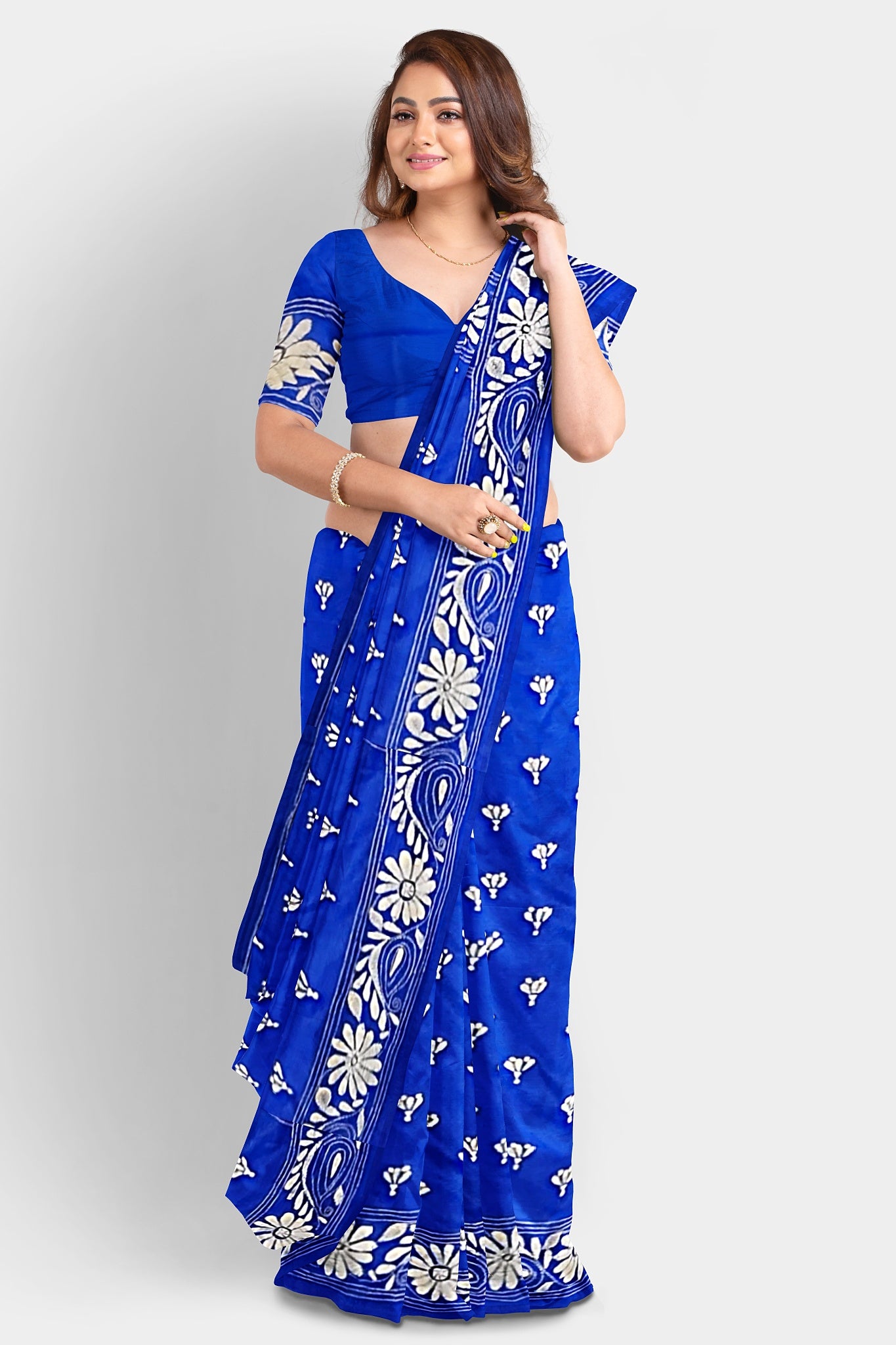 Kantha Stitch: Stylish Blended Silk Saree showcasing Traditional Artistry in Modern Indian Fashion
