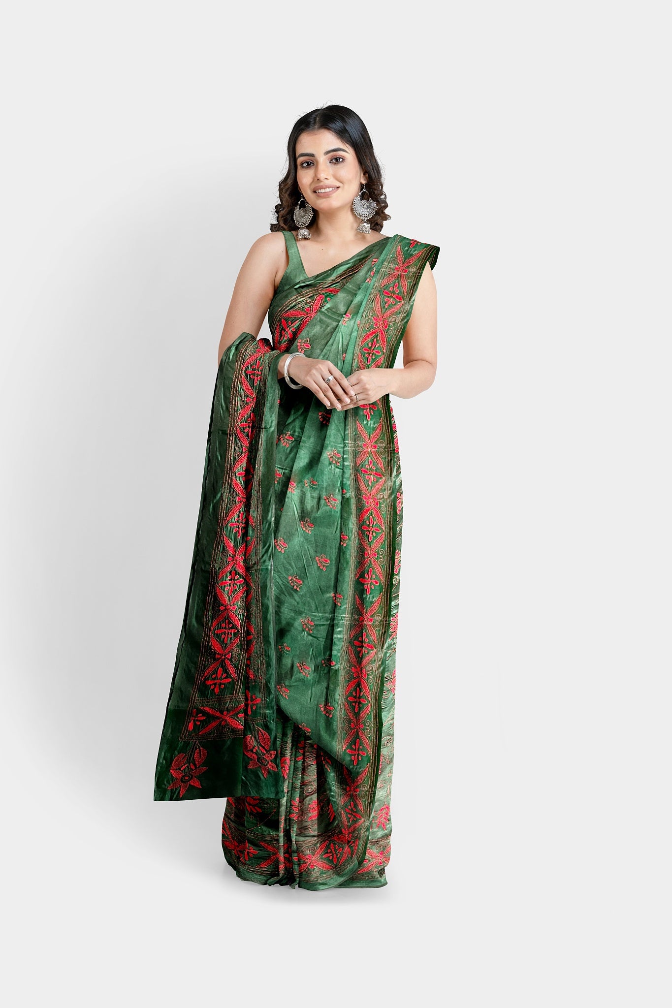 Kantha Stitch: Fashionable Blended Silk Saree with a Contemporary Twist on Indian Ethnic Wear With BP
