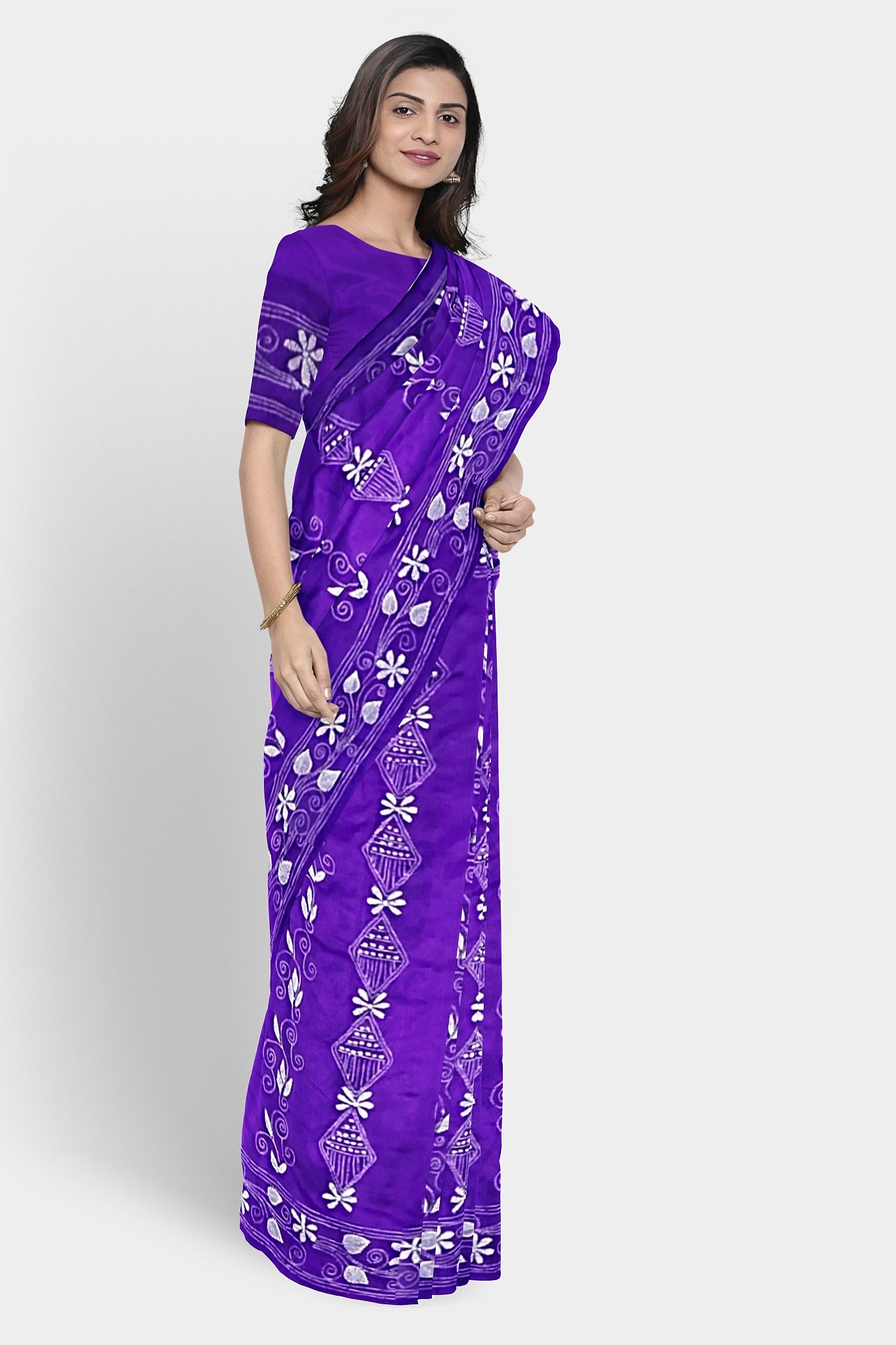 Kantha Stitch: Stylish Blended Silk Saree showcasing Traditional Artistry in Modern Indian Fashion With BP