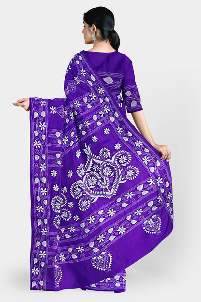 Kantha Stitch: Stylish Blended Silk Saree showcasing Traditional Artistry in Modern Indian Fashion With BP