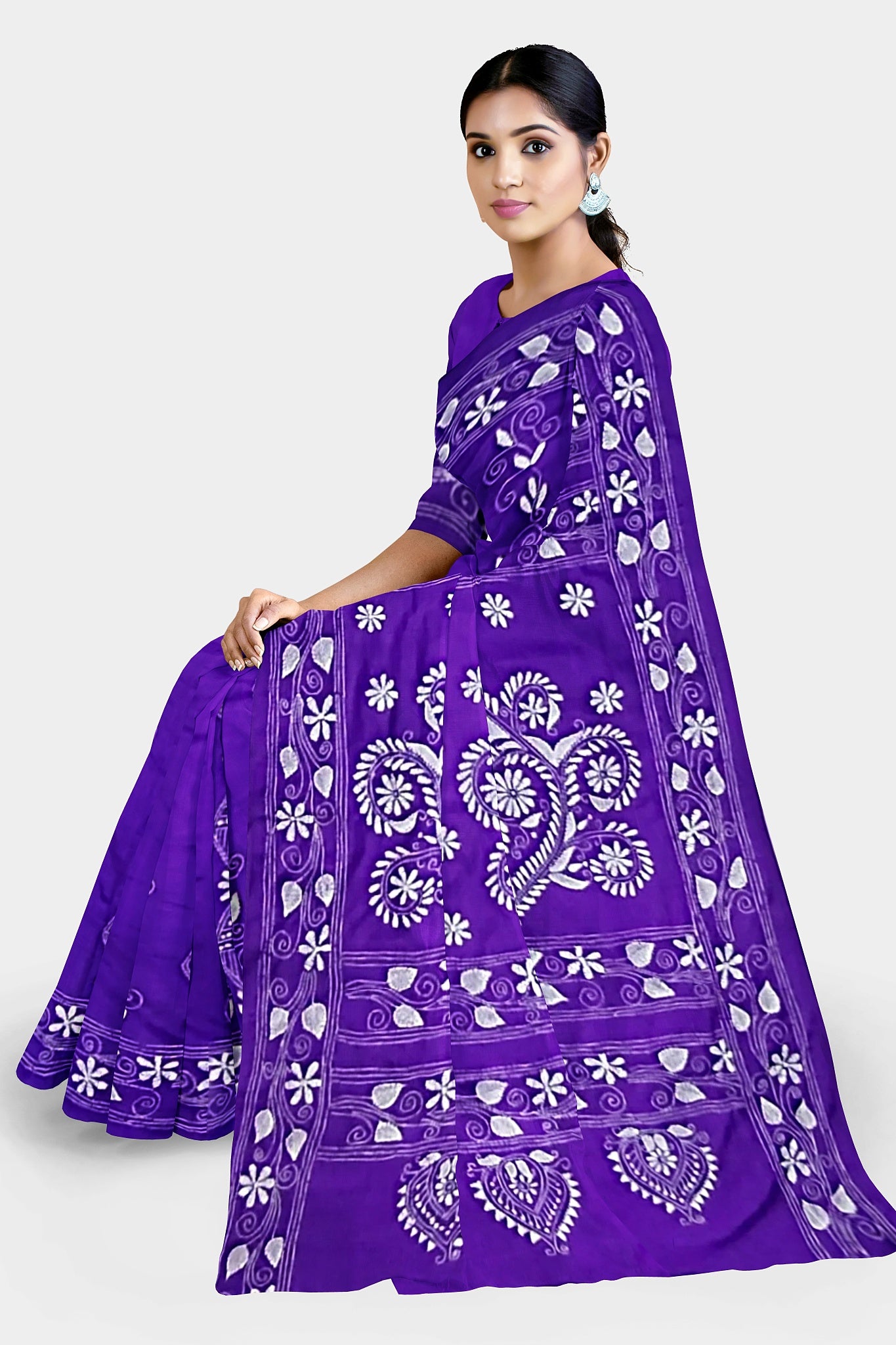 Kantha Stitch: Stylish Blended Silk Saree showcasing Traditional Artistry in Modern Indian Fashion With BP